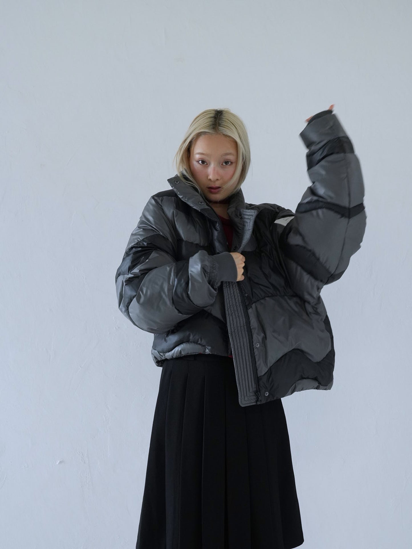 wave bicolor down jacket