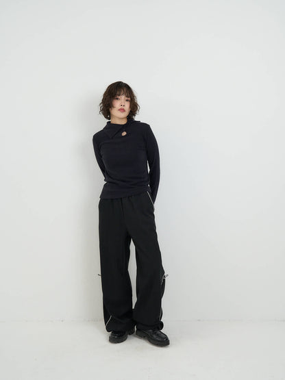 button high neck knit