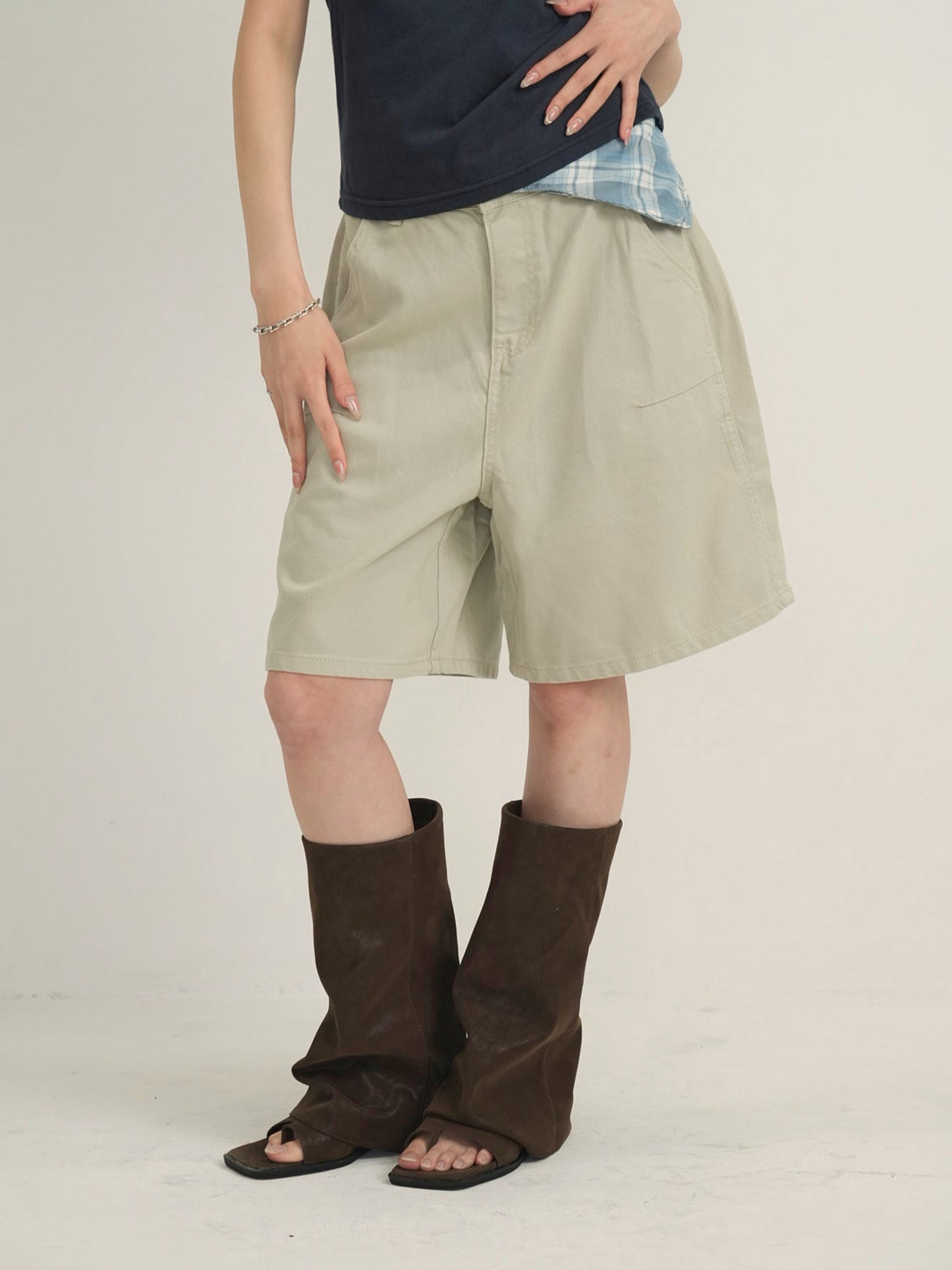 waist check cargo half pants