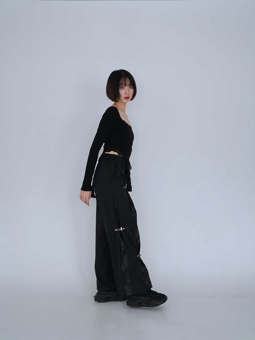 double material pin pants