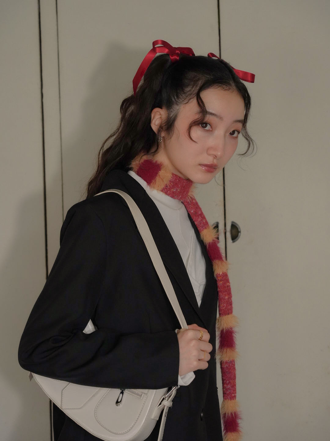 furry stripe knit muffler 【 11/6 19:00 発売予定 】