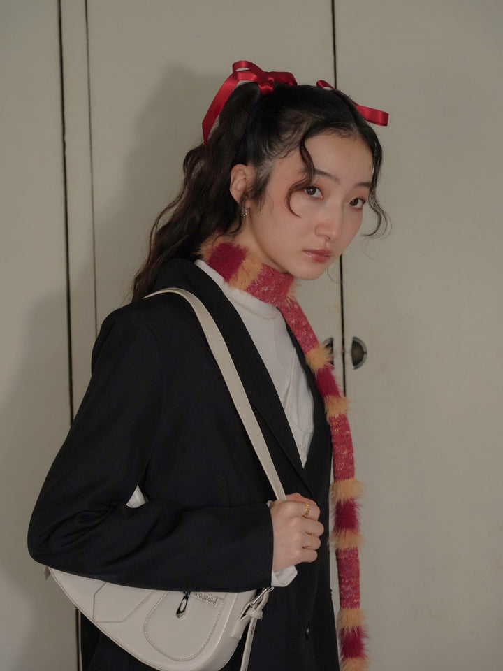 furry stripe knit muffler 【 11/6 19:00 発売予定 】