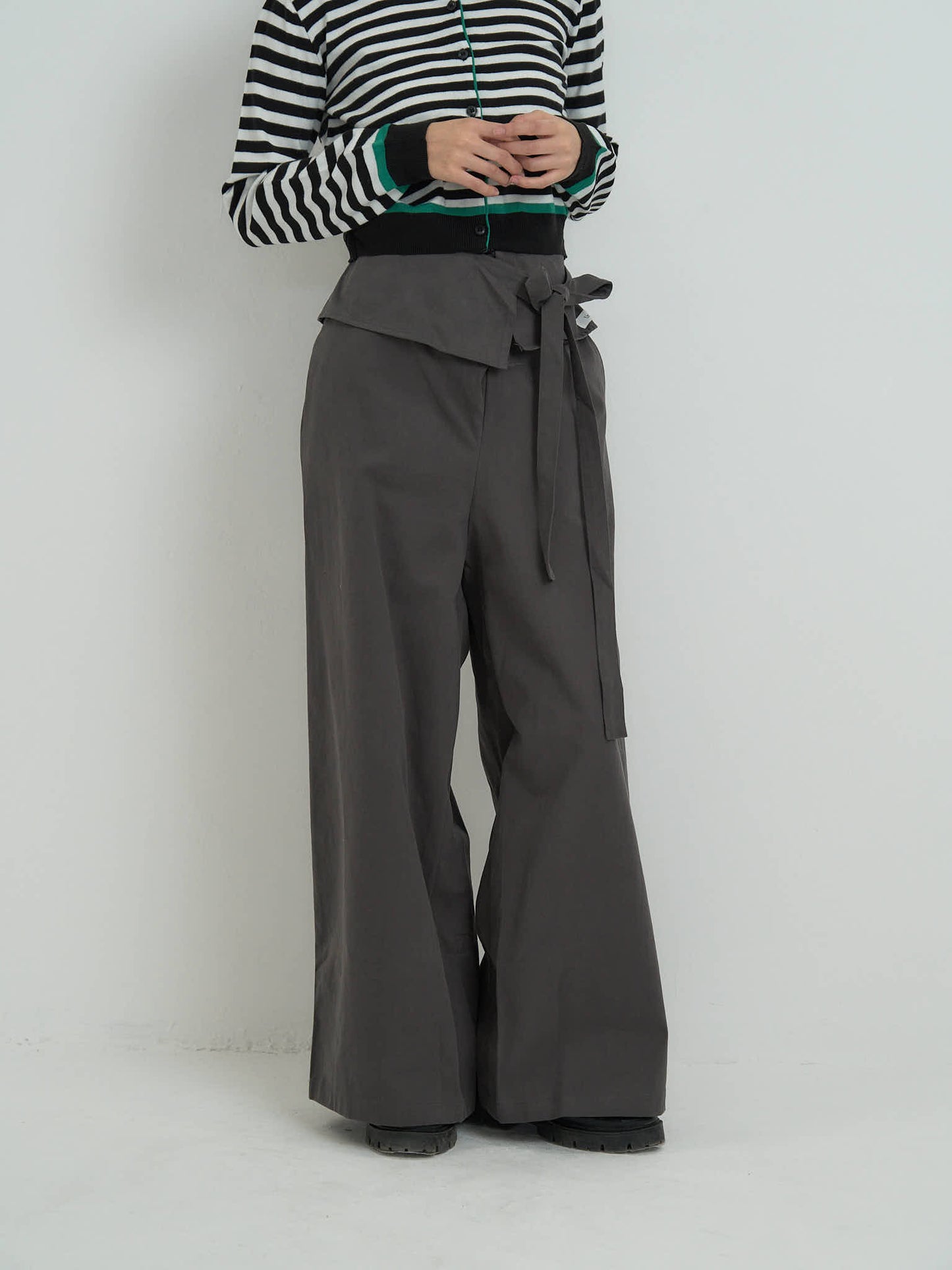 wrap layer wide pants