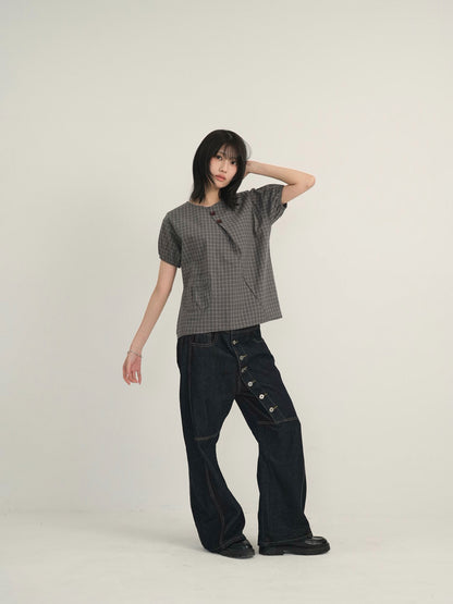 asymmetry check blouse