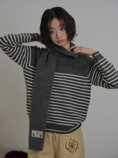 border knit top scarf set