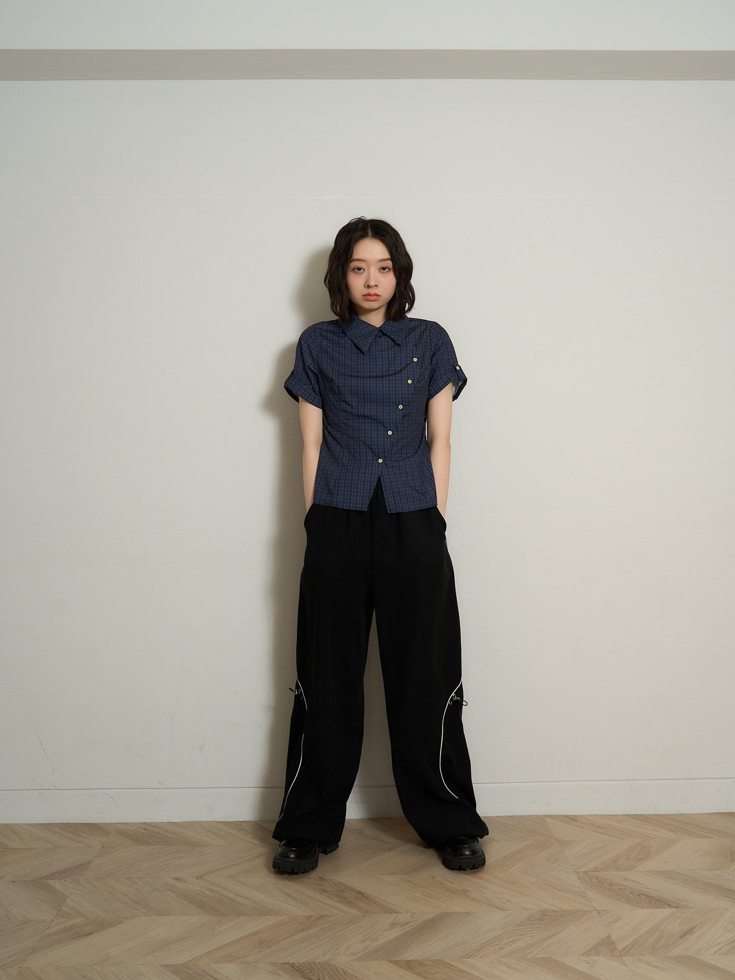 stitch line wide pants