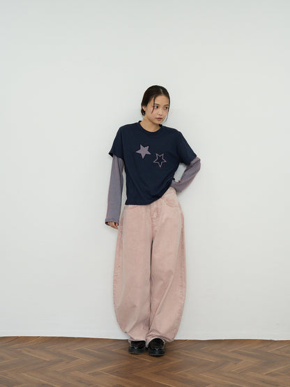 star border layered long sleeve tee