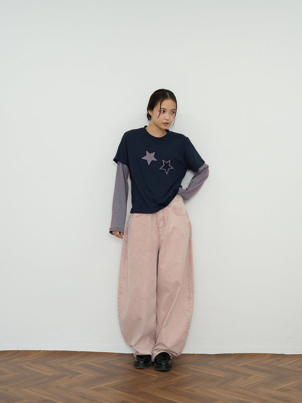 star border layered long sleeve tee