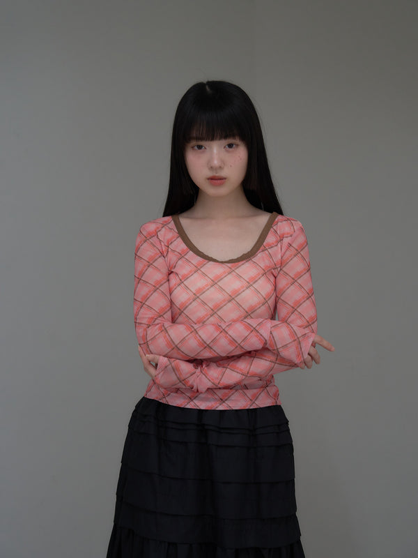 check slim long sleeve tee