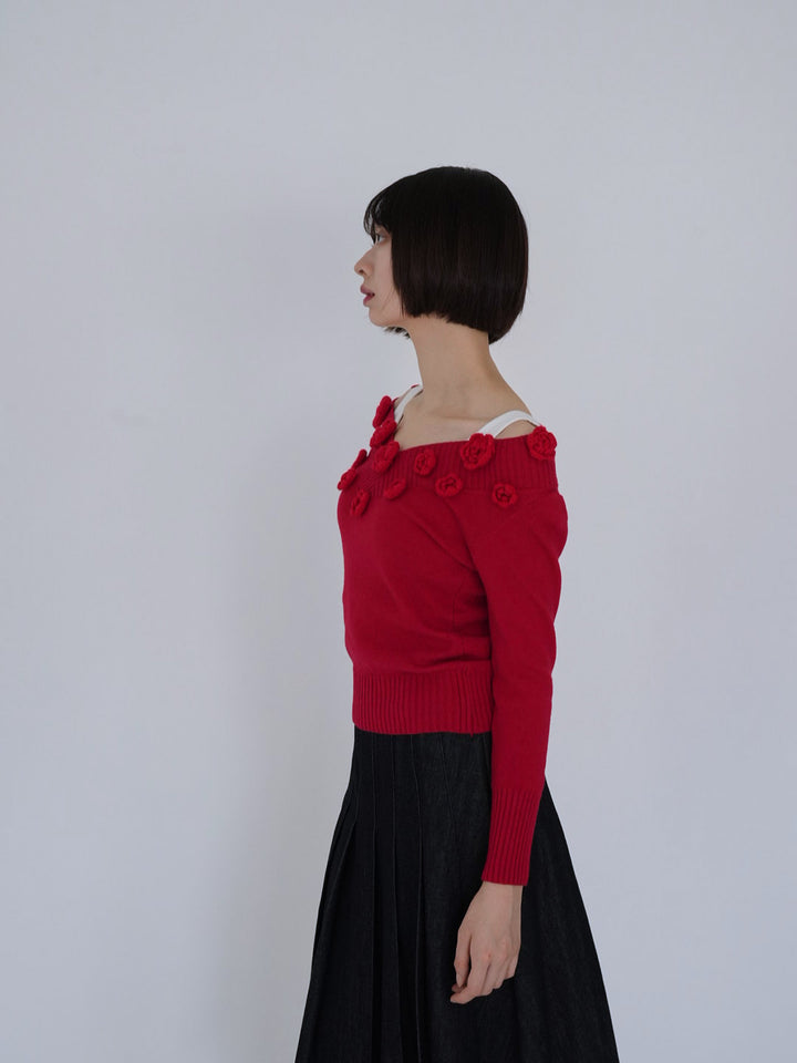 【 8月26日発送予定 】flower knit top