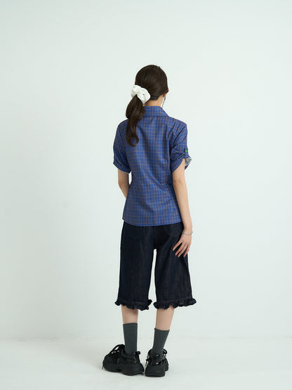 retro check button shirt
