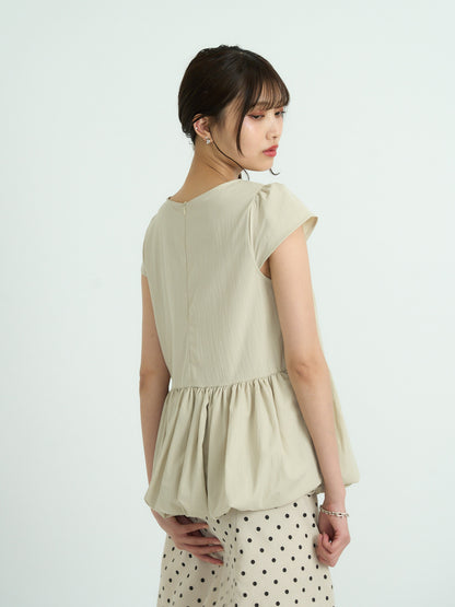 peplum puff sleeve blouse