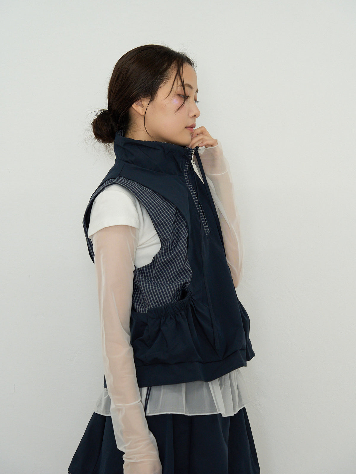 check vest & skirt set