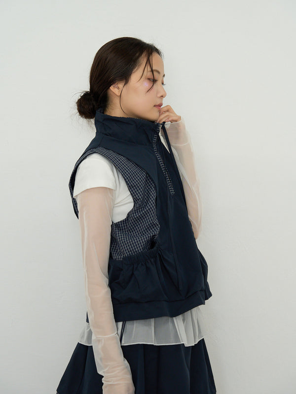 check vest & skirt set