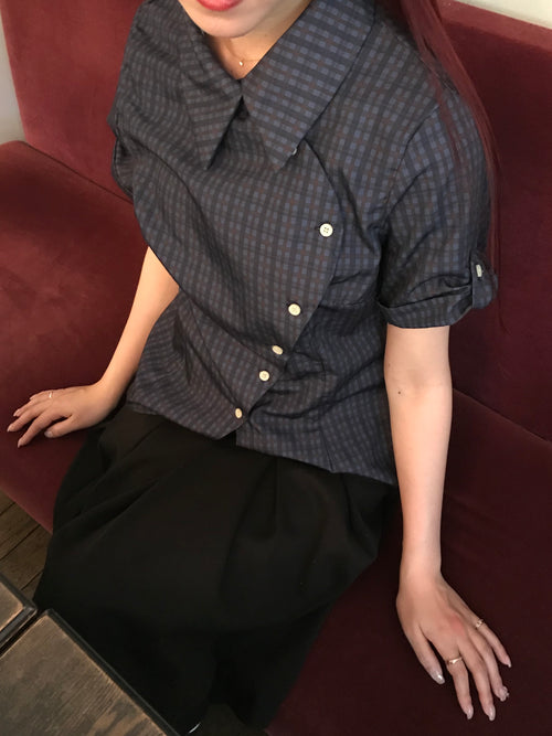 retro check button shirt