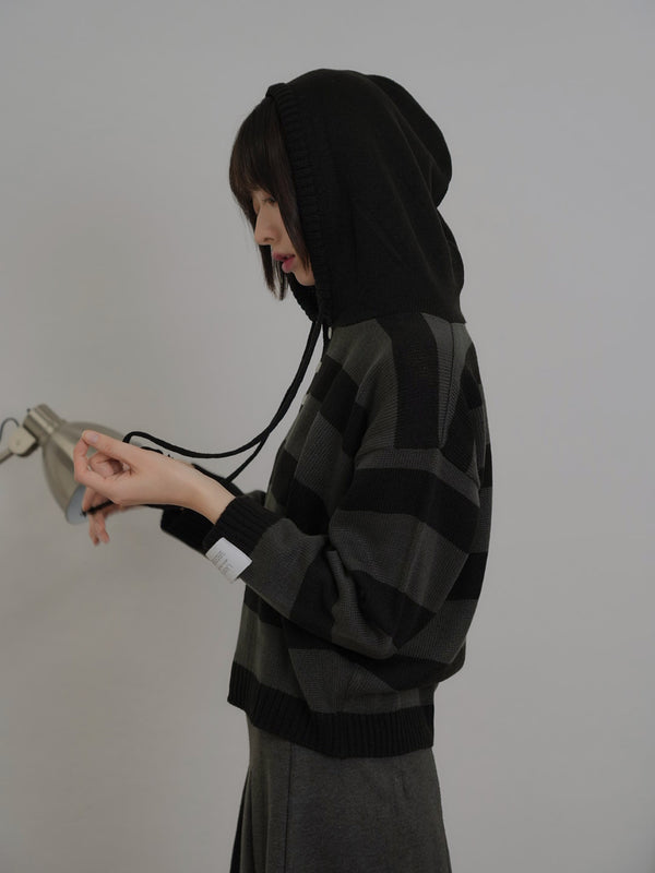 ボーダー ニットフーディー カジュアルガーリー レディース Uenui