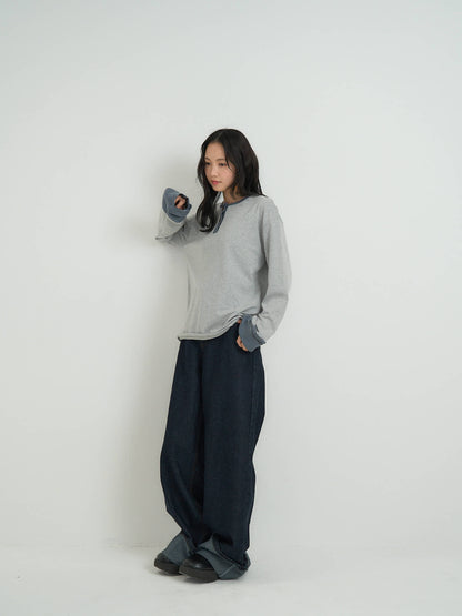 wide leg denim pants