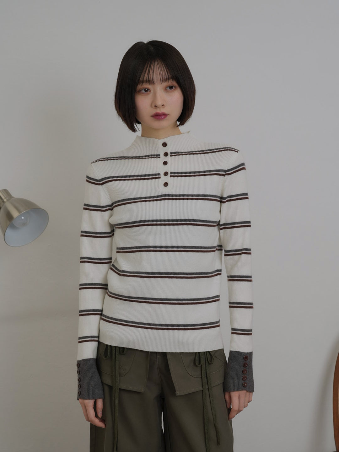 border rib knit  top