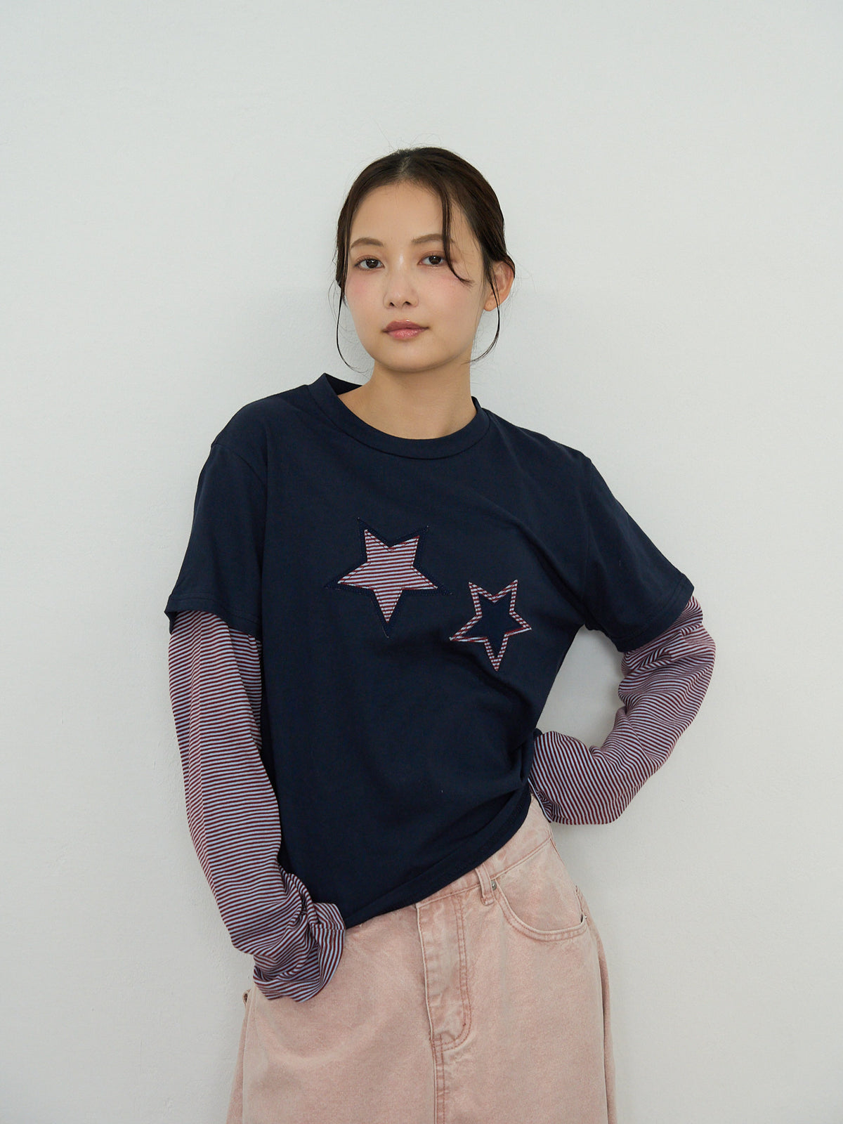 star border layered long sleeve tee