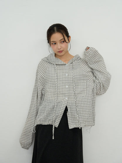 check hooded shirt