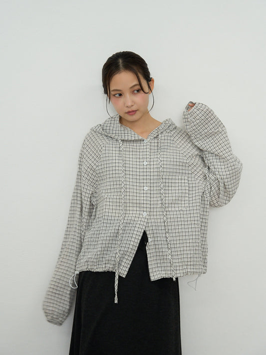 check hooded shirt