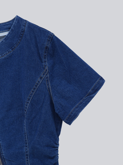 zip denim top