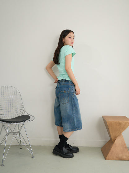 denim bermuda pants
