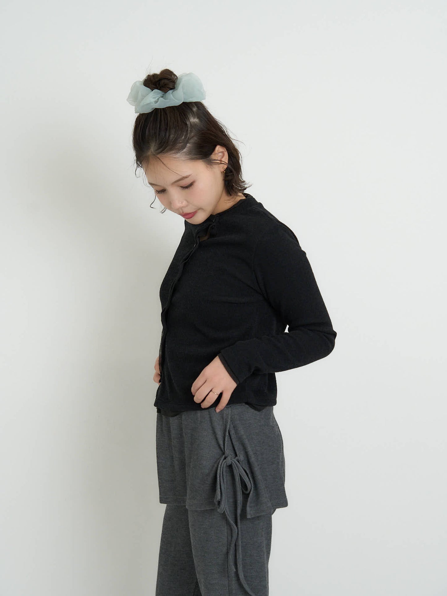 asymmetric button rib cardigan