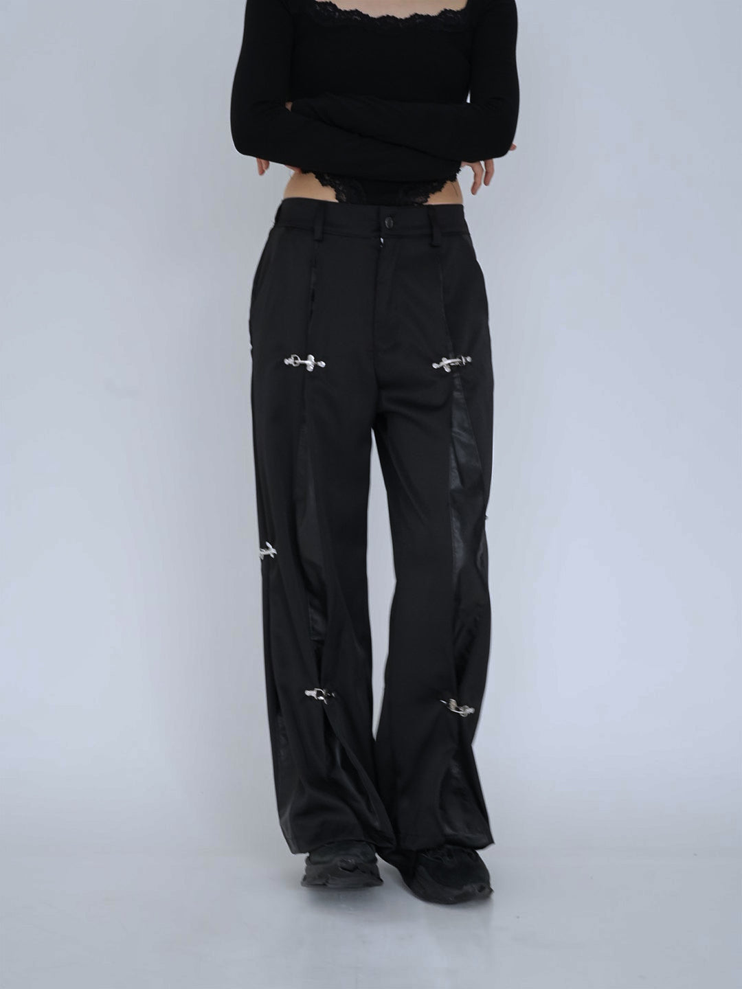 double material pin pants