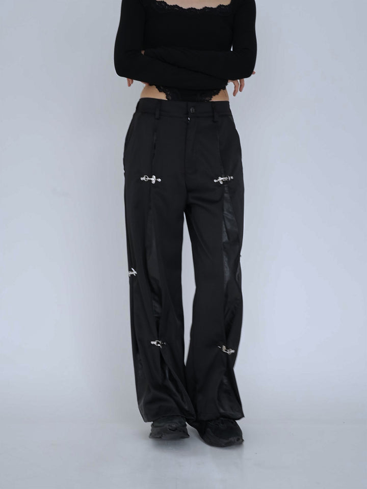 double material pin pants