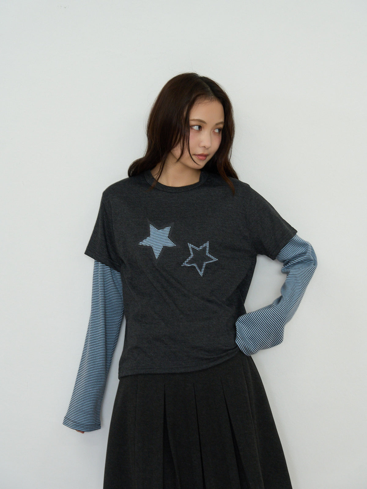 star border layered long sleeve tee