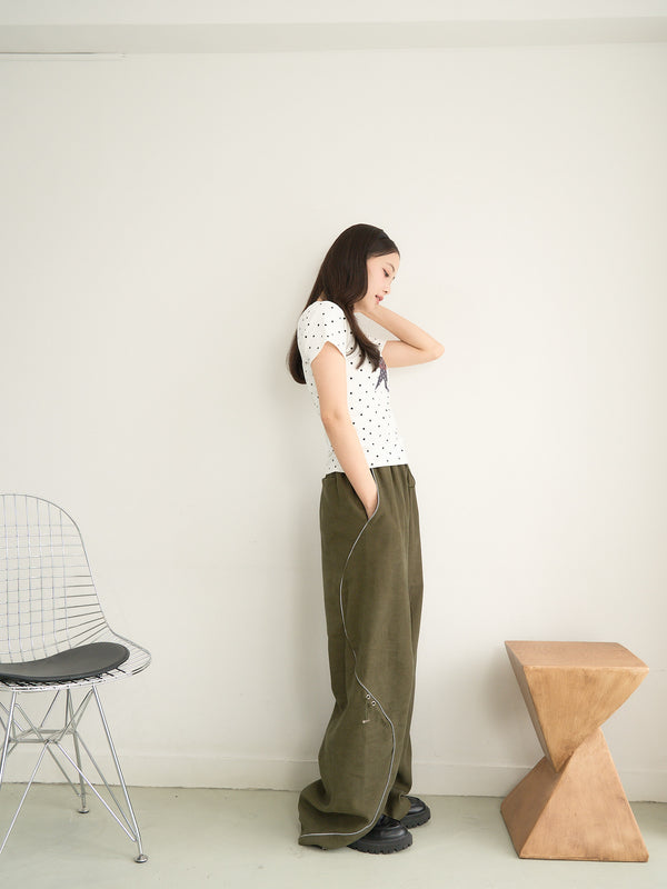 stitch line wide pants