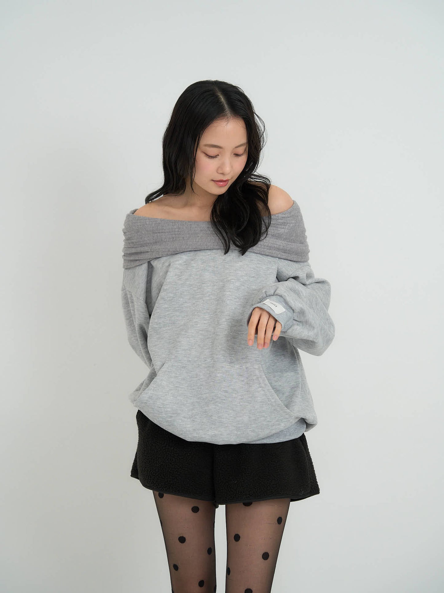 2way off shoulder sweat hoodie