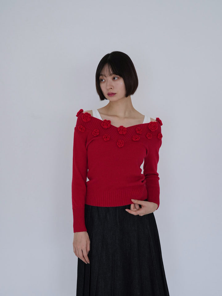 【 8月26日発送予定 】flower knit top