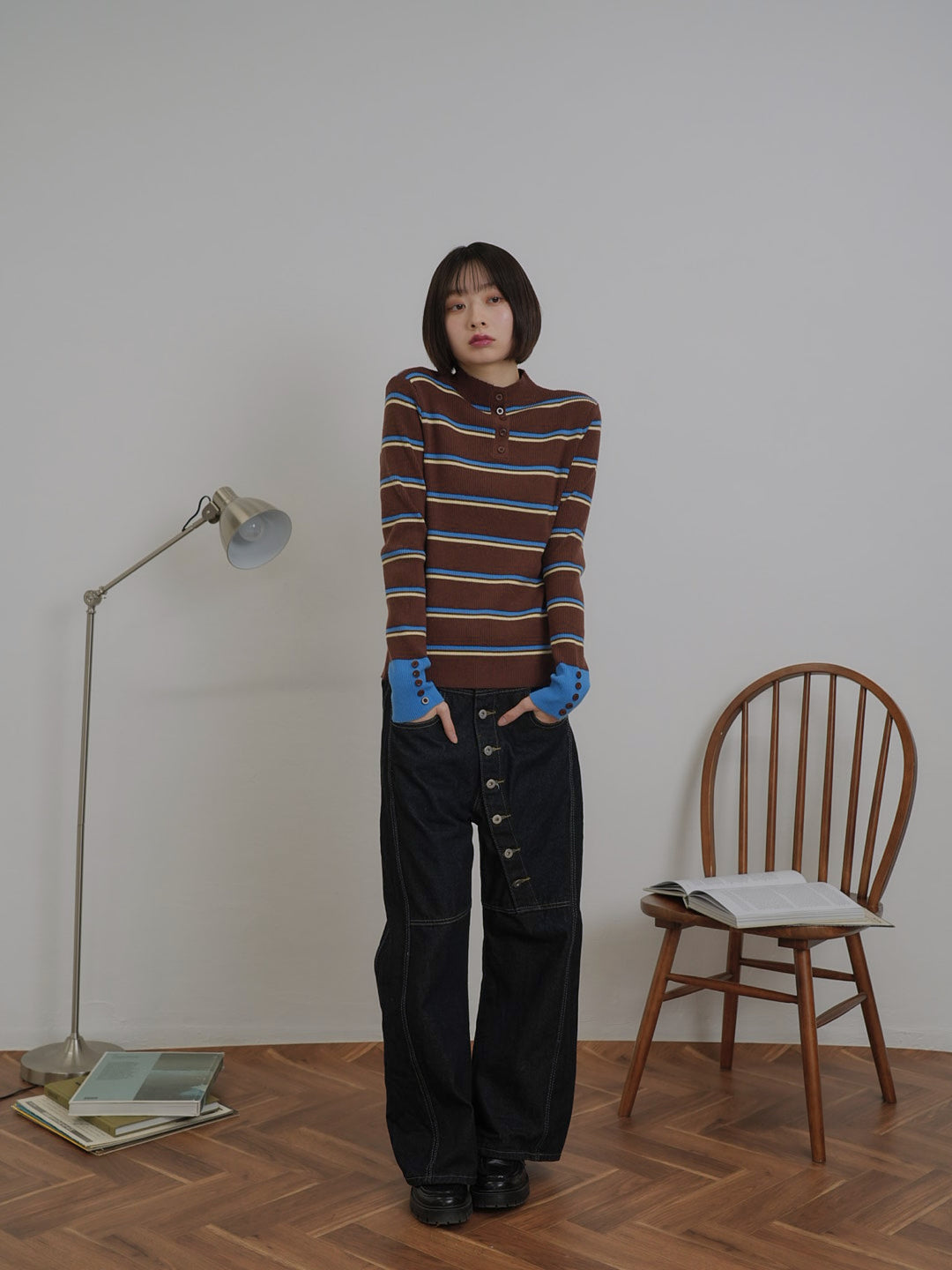 border rib knit  top