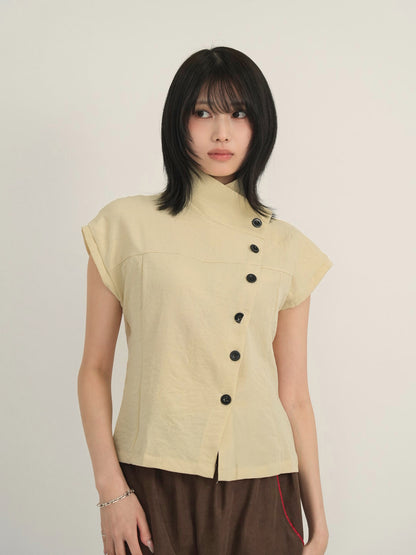 asymmetric collar shirt
