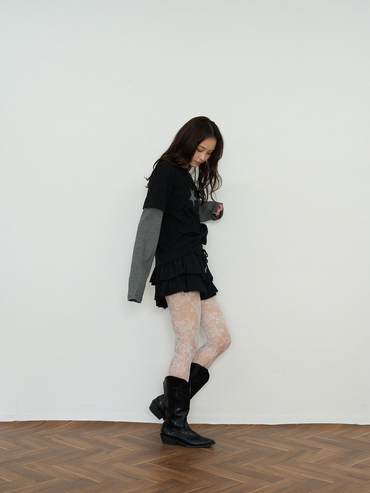 star border layered long sleeve tee