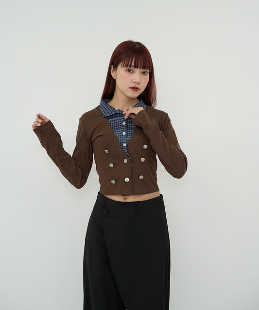 layered cropped cardigan