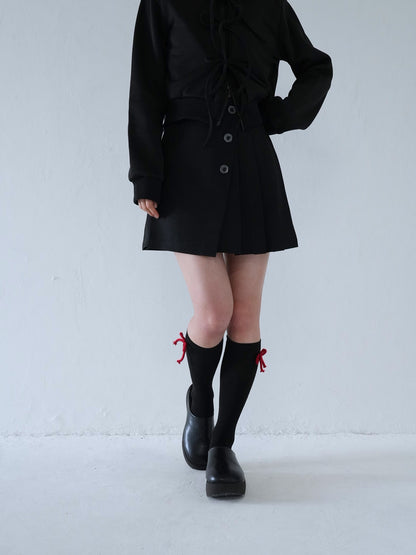 slanting button trapezoid skirt