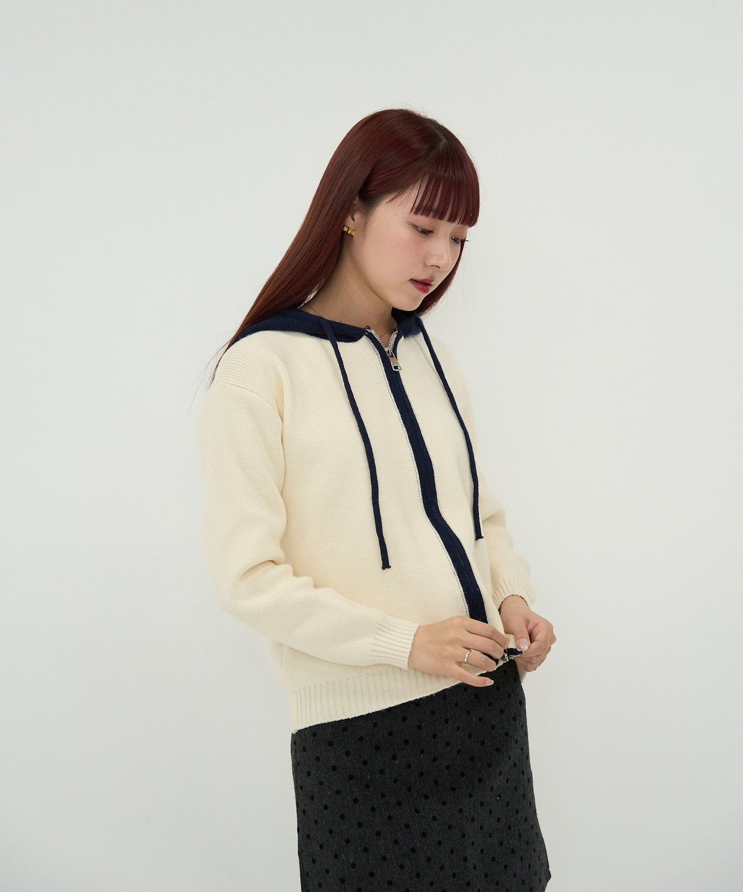 bicolor zip knit
