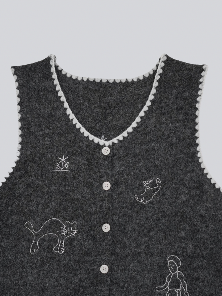 animal knit vest