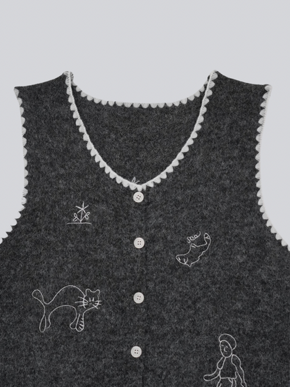 animal knit vest