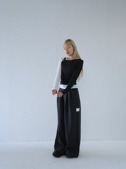 dot pattern wide slacks