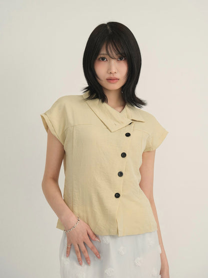 asymmetric collar shirt