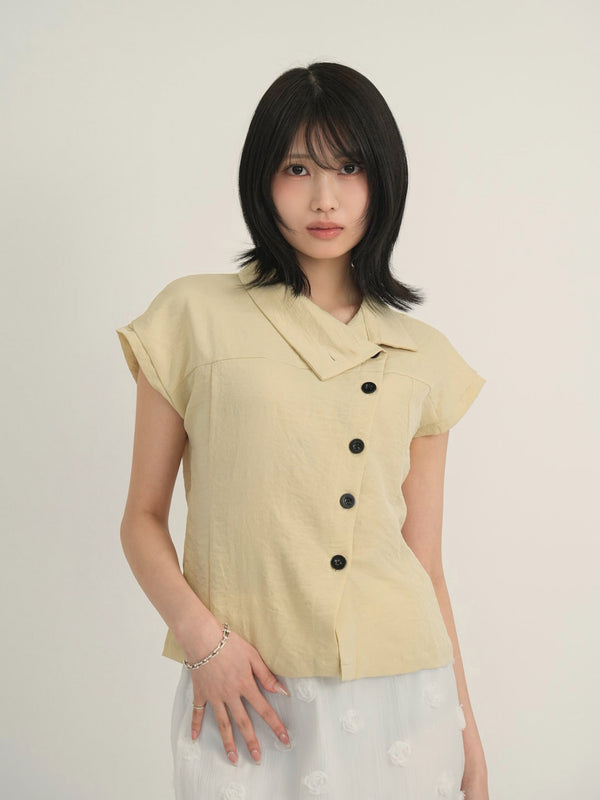 asymmetric collar shirt