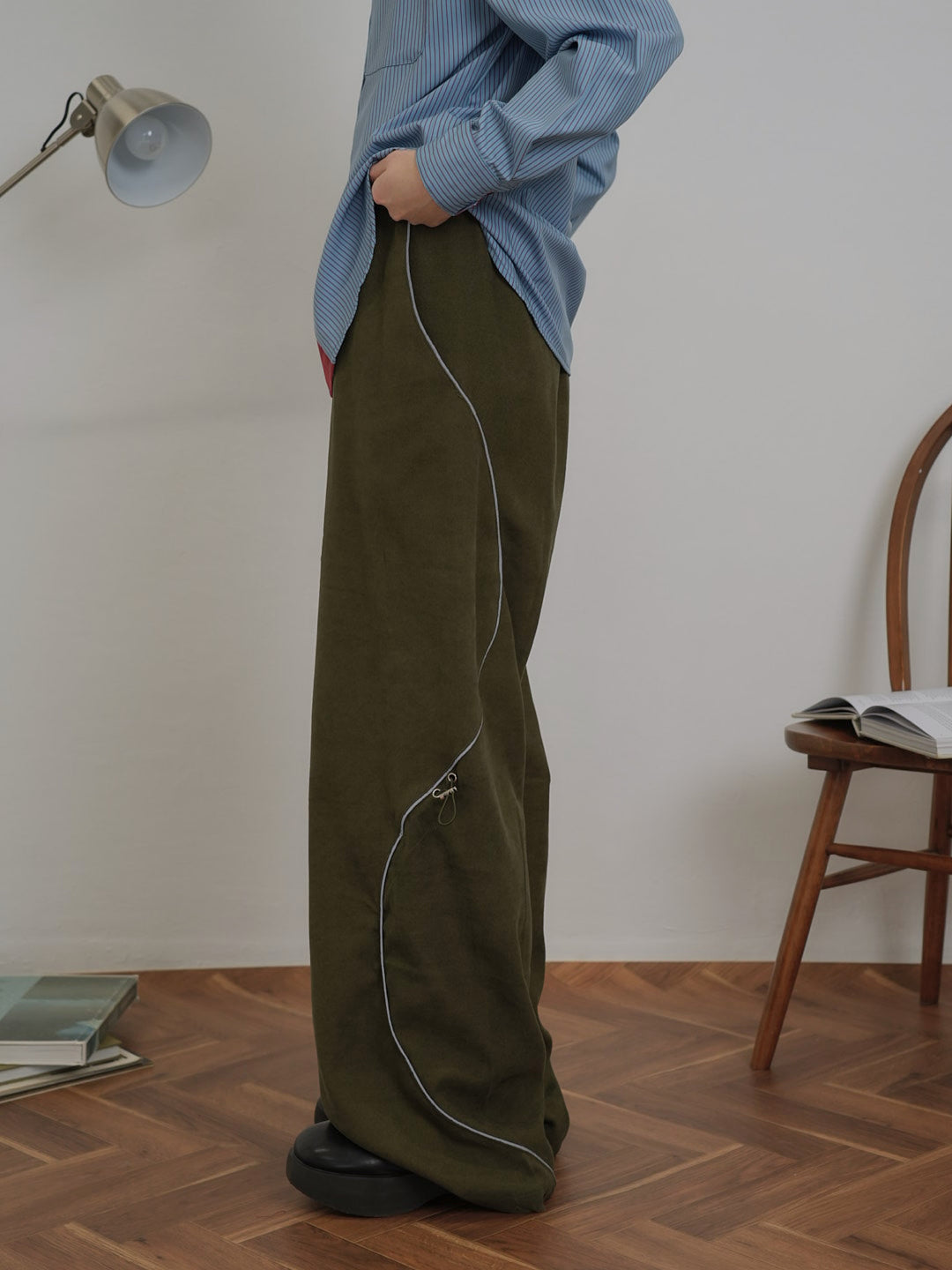 stitch line wide pants