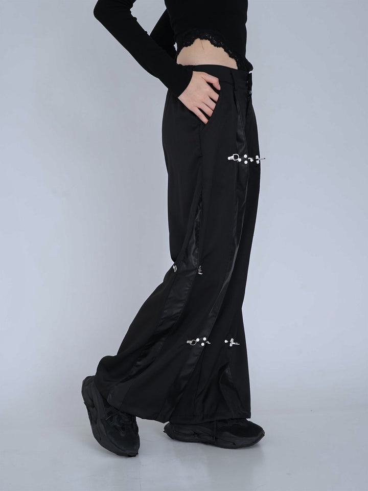 double material pin pants