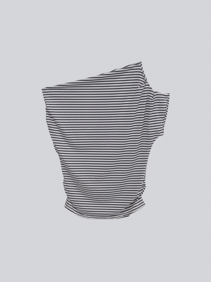 one shoulder border tee