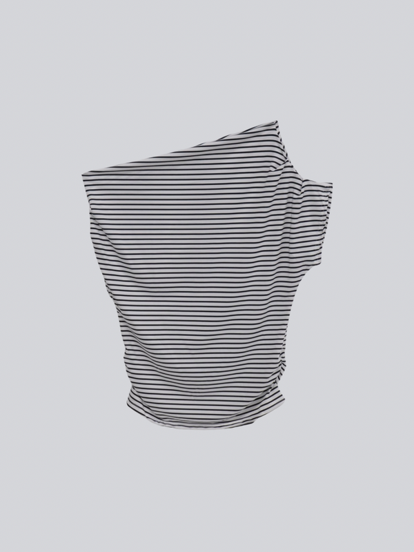 one shoulder border tee