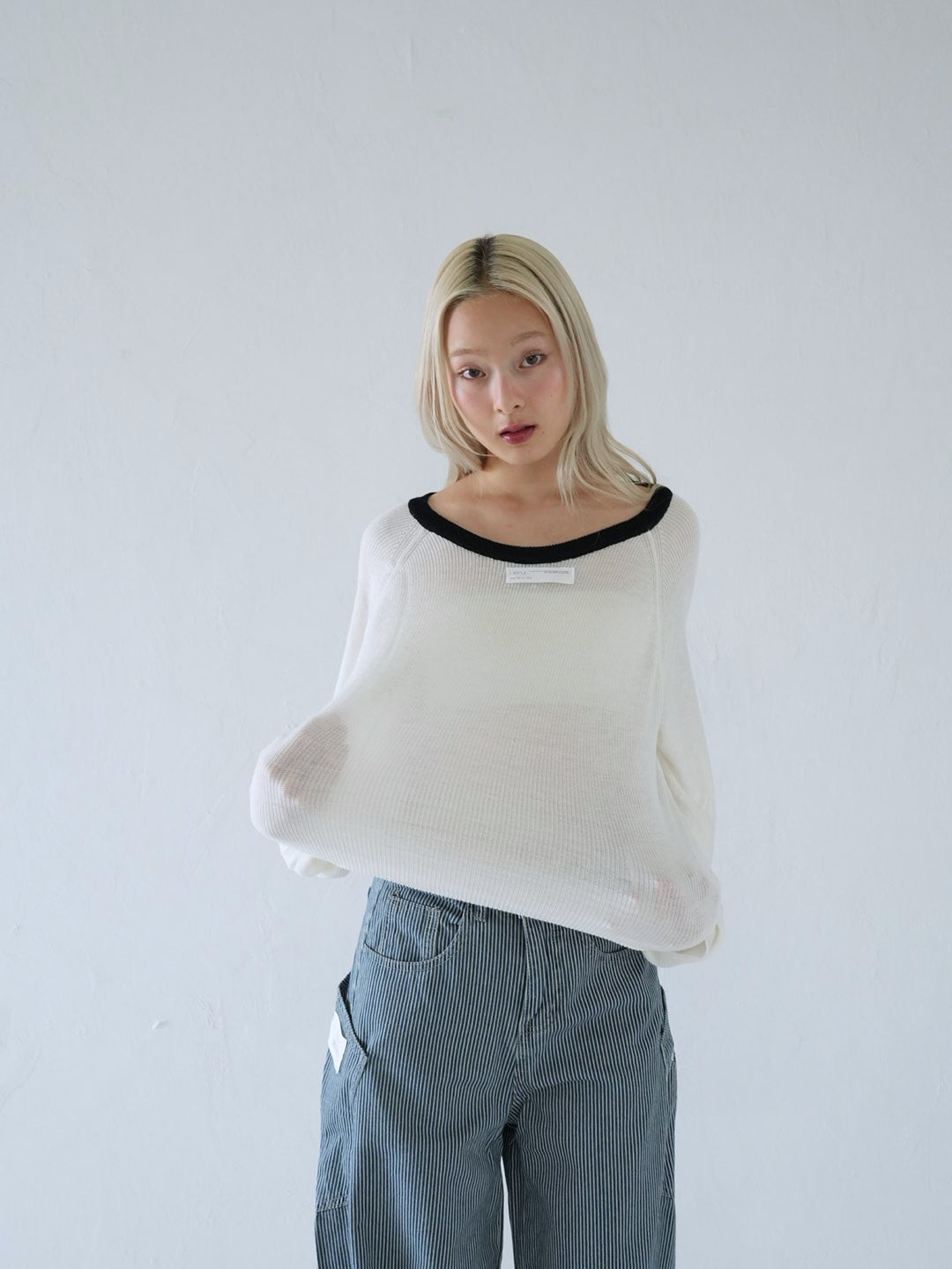 【 10月上旬発送予定 】contrast trim rib knit top
